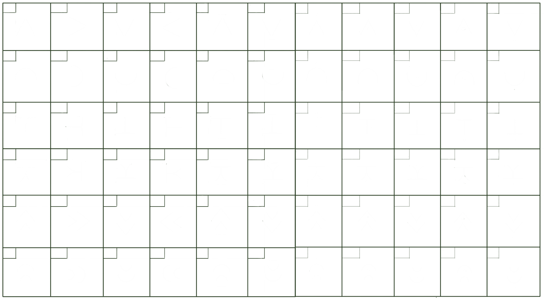 A grid of Paitarō letters